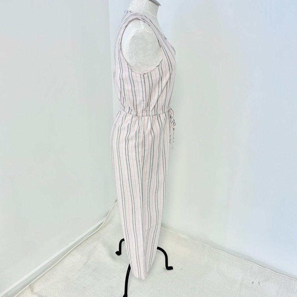 Anthropologie Drew M Linen Stripe Pastel Jumpsuit - Picture 5 of 11